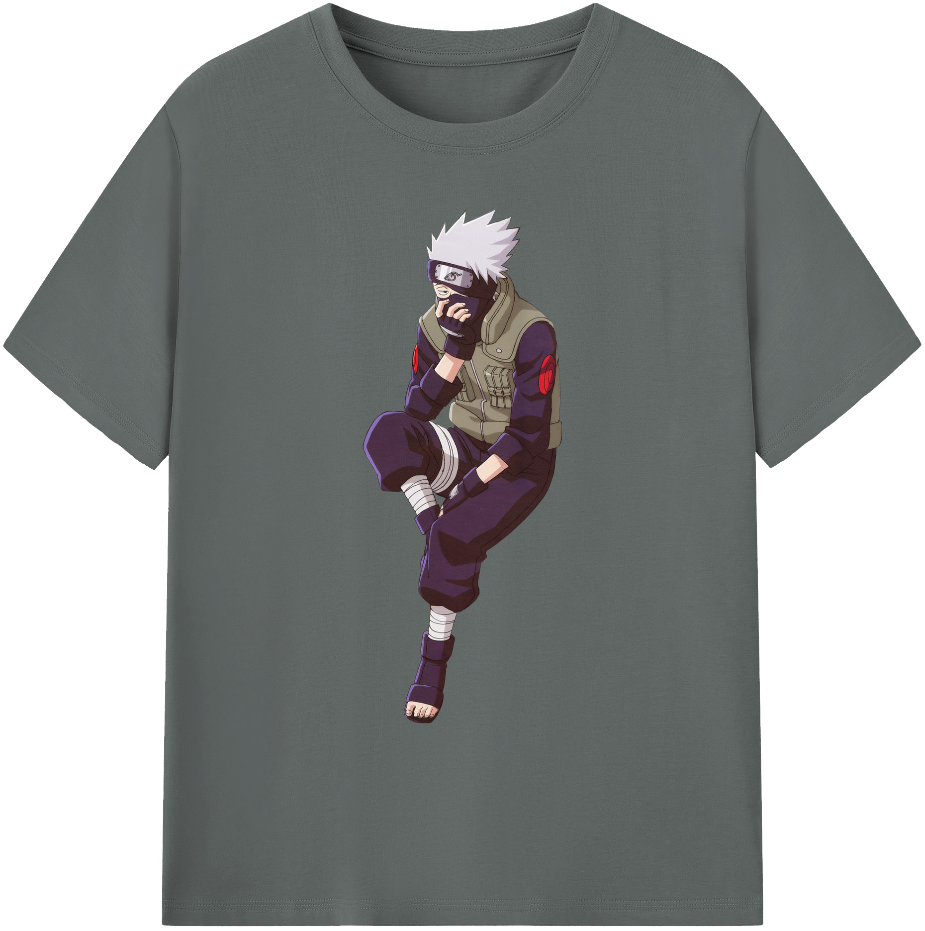 （画像用） NARUTO -ナルト- はたけ カカシ Hatake Kakashi 綿100％ メンズ半袖Tシャツ｜肌触りやわらか＆通気性